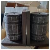 Coin Barrel Piggy Bank Book Ends