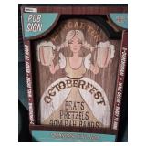 3-dimensional wooden Oktoberfest-themed pub sign
