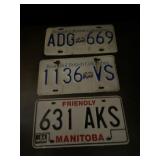 Vintage Manitoba & BC License Plates (3)