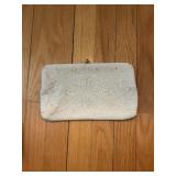vintage mid-century white beaded evening clutch