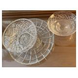 (2) Crystal Bowls and Plate