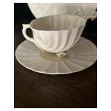Vintage Belleek Pottery 'Neptune' teacup & saucer