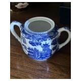 Vintage Blue Willow pattern double-handled sugar