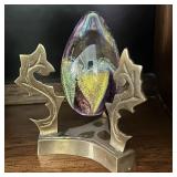 Vintage Glass Eye Studio Glass Egg Paperweight
