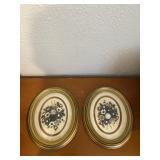 Matching vintage framed seashell art plaques