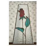 Red Rose Stained Glass Vase Beauty!