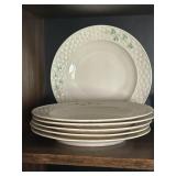 Belleek Ireland Shamrock Basketweave Dinner Plates