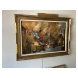 Oil Canvas by Adolf Hezinger 'Eerie Evening...'