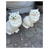 Vintage MCM Large Pair White Ceramic Persian Cat