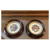 Vintage petit point floral wall art