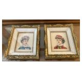 Vintage petit point The Girl with Hat by Wiehler