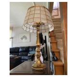 Vintage capiz shell panel table lamp w/ brass base