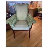 Vintage Channel Back Chair Apple Green Velvet