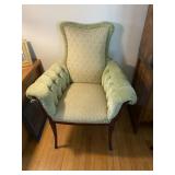 Vintage Channel Back Chair Apple Green Velvet