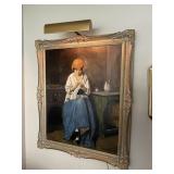 Vintage Oil Painting 'The Little Seamstress'