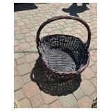 vintage large woven willow branch gathering basket