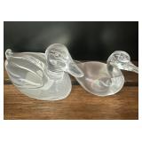 Vintage Orrefors Crystal Duck Figurines