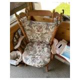 Vintage colonial press-back spindle rocking chair