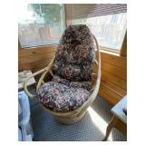 Vintage rattan swivel rocker lounge chair