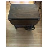 Vintage colonial-style drop-leaf wooden bar cart