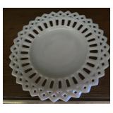 Vintage White Milk Glass Lattice Plate