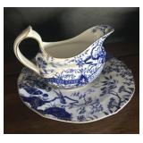 Vintage Royal Crown Derby 'Blue Mikado' Gravy Boat