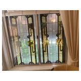 Pair of Art Nouveau Style Stained Glass
