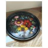 Authentic vintage Zhostovo hand-painted metal tray