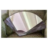 Vintage Art Deco Stained Glass Fan Mirror