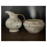 Vintage Belleek Shamrock Cream & Sugar Set