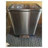 Stainless steel dual-compartment trash can