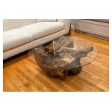 Life edge, solid wood and glass coffee table