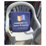 Plastic Chair & Rainbow Stage Cushion