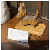 Vintage hand-carved wood Schnauzer puppy