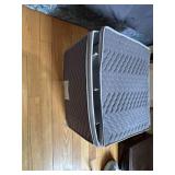 Gray quilted microfiber stemware storage chest