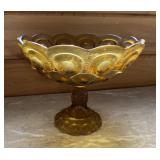 Vintage LE Smith Glass Moon and Star Amber Bowl
