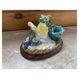 Aantique-style glazed ceramic frog desk tidy
