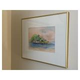 Vintage 1990s Island Watercolour Art Framed