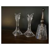 Swarovski Silver Crystal candle holders & bell