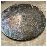 Vintage chased silver-plated round charger platter