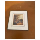 Vintage Art Peasant Girl w/ Dog and Jug
