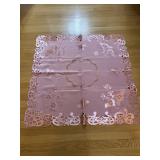 Vintage Dusty Pink Embroidered Tablecloth