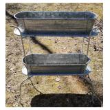 Vintage two-tiered galvanized metal tub