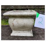 Square cast-stone or concrete garden planter