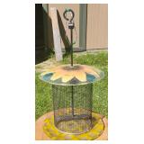 Decorative Sunflower Glass and Metal Bird Feeder