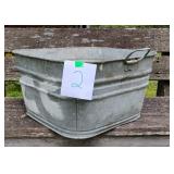 Vintage square galvanized steel wash tub