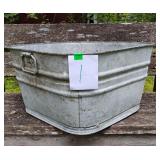 Vintage square galvanized steel wash tub