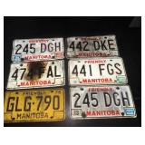 (6) Vintage Manitoba License Plates