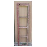 Weathered, multi-pane wooden window frame