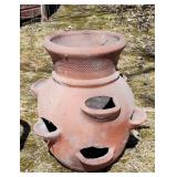 Traditional terracotta strawberry pot